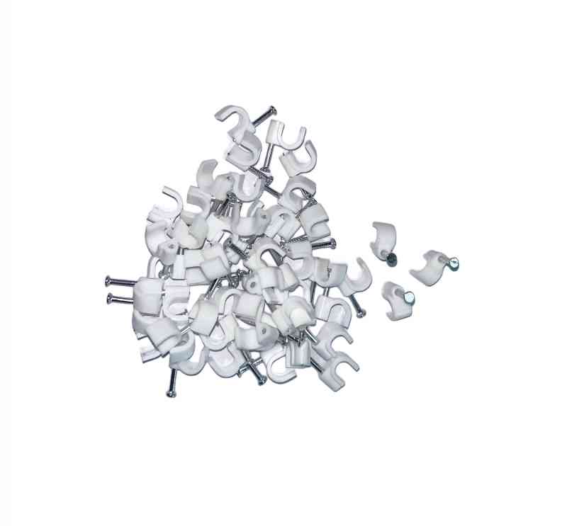 CLIPS FERMACAVO BIANCO SP. 6MM + CHIODO (50PZ)
