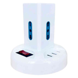 MULTIPRESA TORRE 4 POS. BIPASSO+2USBA+1USBC+INTER