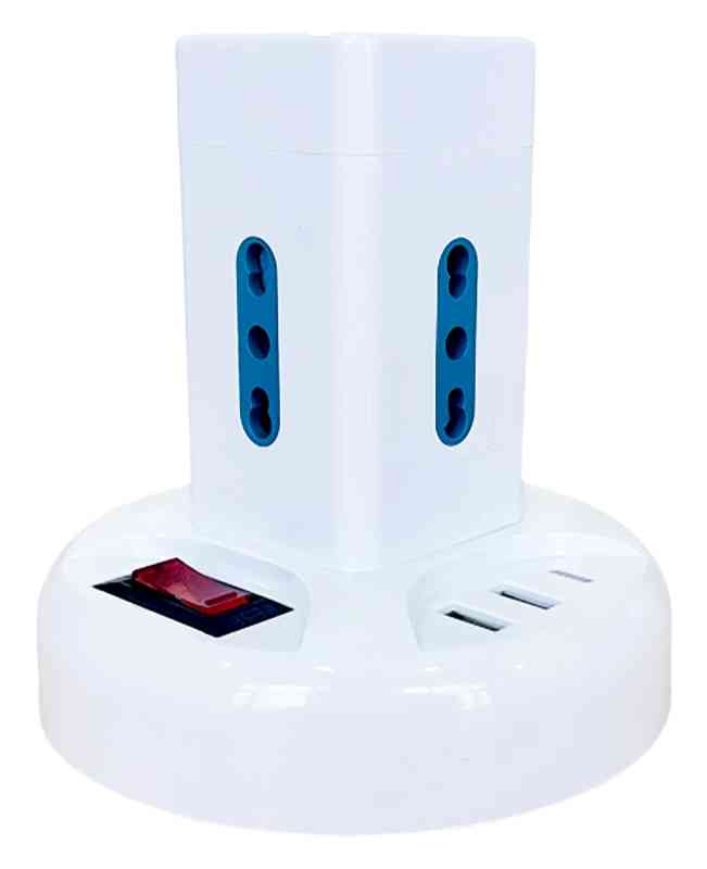 MULTIPRESA TORRE 4 POS. BIPASSO+2USBA+1USBC+INTER