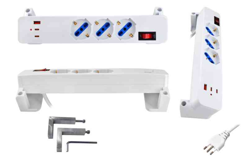 MULTIPRESA SCRIVANIA 10A 3 PRESE 2USBC 1USBA