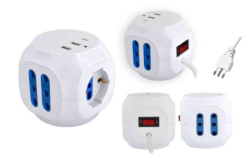 MULTIPRESA CUBO 16A 4 BIPASSO 1UNIV 2USBC 1USBA