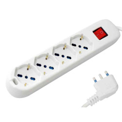 MULTIPRESA 4 BIPASSO/SCHUKO SPINA16A 90° BIANCA