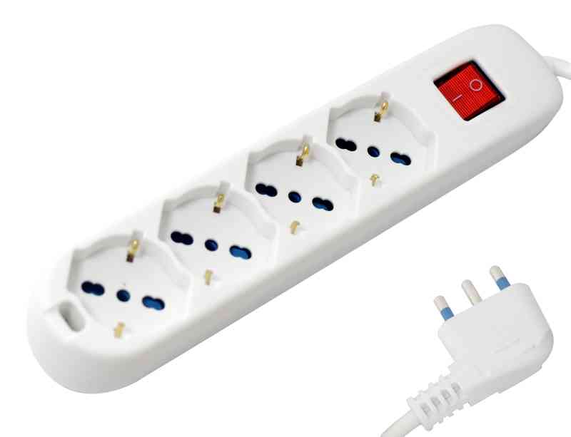 MULTIPRESA 4 BIPASSO/SCHUKO SPINA16A 90° BIANCA