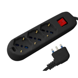 MULTIPRESA 3 BIPASSO/SCHUKO SPINA 16A 90° NERA
